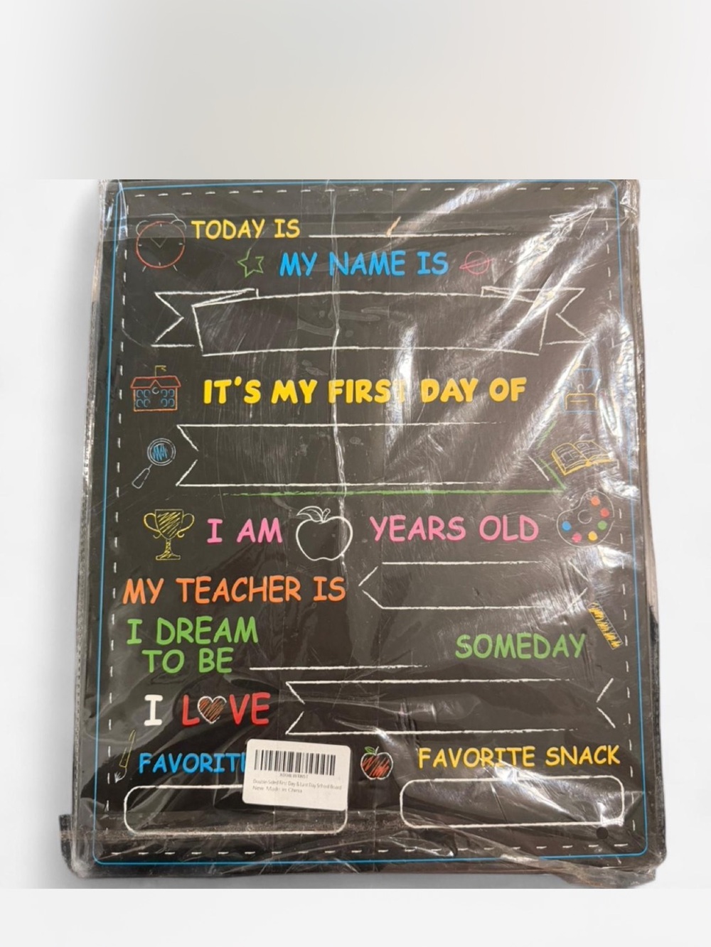Chalkboard Style First Day of School Sign - Multicolor